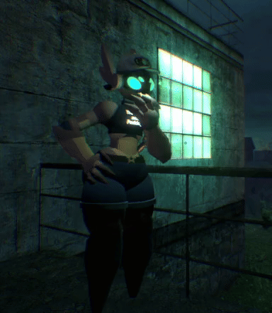 an oc of mine standing and smoking, animated blinking