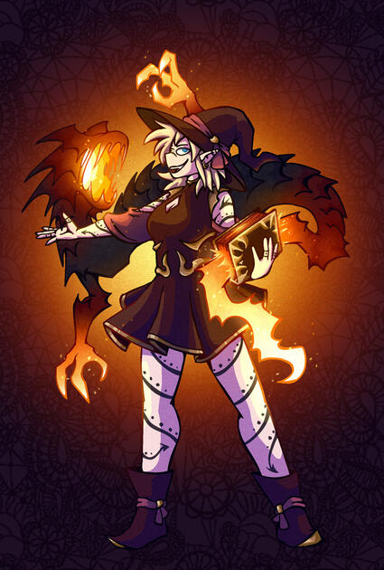 A witch controlling a demonic summon