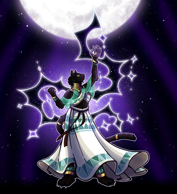 A mau'rii sorcerer communing with the moon