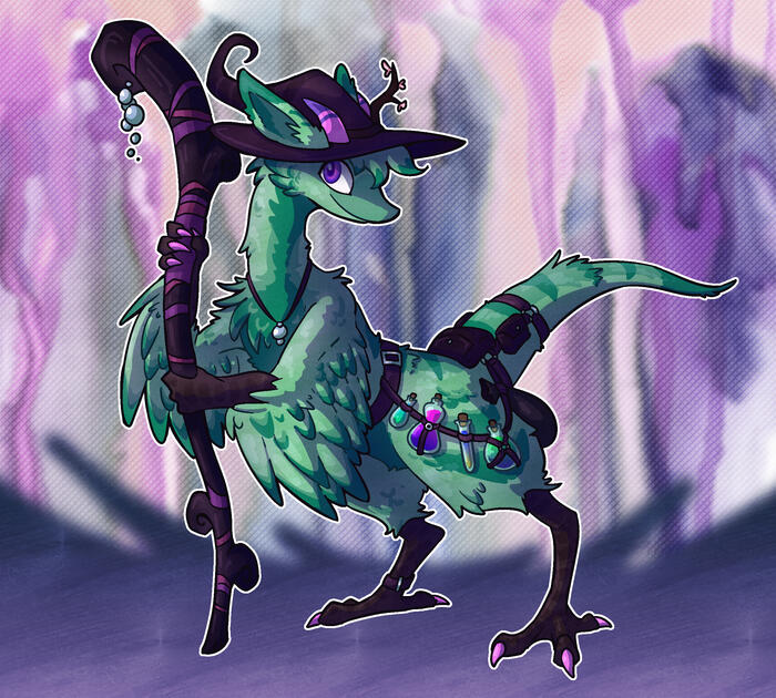 A raptor like creature with wings and bird feet